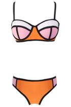 Oasap Fashion Color Block Patchwork Two Piece Bikini Swimwear
