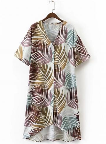 Oasap Single Breasted Floral Printed Day Dresses
