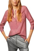 Oasap Women Leaf Print Mandarin Collar Long Sleeve Button Down Shirt