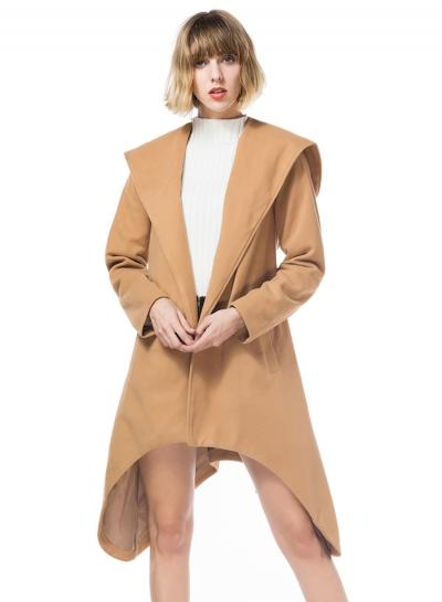 Oasap Fashion Irregular Hooded Coat With Belt