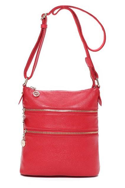 Oasap Simple Chic Zipped Leather Messenger Bag