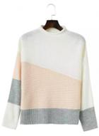 Oasap High Neck Color Block Sweaters