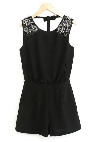 Oasap Studded Open Back Rompers