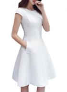 Oasap Women's Fashion Cap Sleeve Fit Flare Dress With Pockets