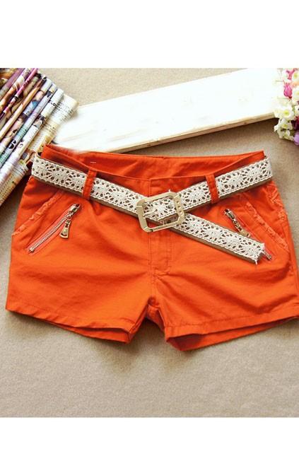 Oasap Sweet Embroidered Lace Detail Shorts With Waistband