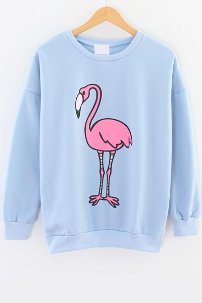 Oasap Red-crowned Crane Fleece Sweatshirt