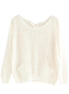 Oasap Women's Casual Autumn Hollow Out Knitted Pullover Sweater
