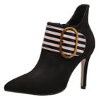 Oasap Pointed Toe Stiletto Heels Color Block Buckle Strap Ankle Boots