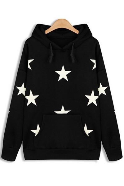 Oasap Star Graphic Fleece Hoodie