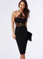 Oasap Hollow Out Off Shoulder Lace Splicing Dress