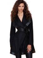 Oasap Women's Lapel Stretch Waistband Wool Coat