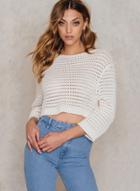 Oasap Round Neck Hollow Out Long Sleeve Knit Sweater