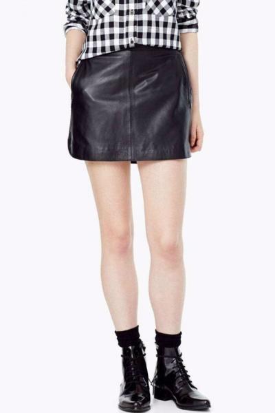 Oasap Fashion Pu Leather Side Zip Decoration Skirt