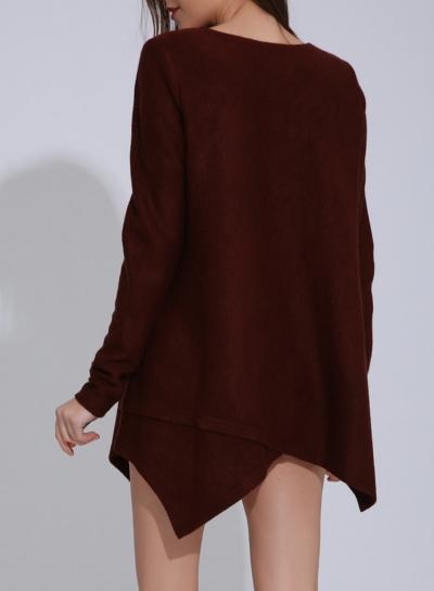 Oasap Fashion Long Sleeve Loose Irregular Pullover Sweater