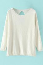 Oasap Casual Solid Color Hollow Out Knit Sweater