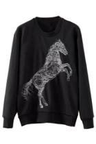 Oasap Horse Silhouette French Terry Sweatshirt