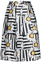 Oasap Stylish Daisy Striped Print Swing Skirt