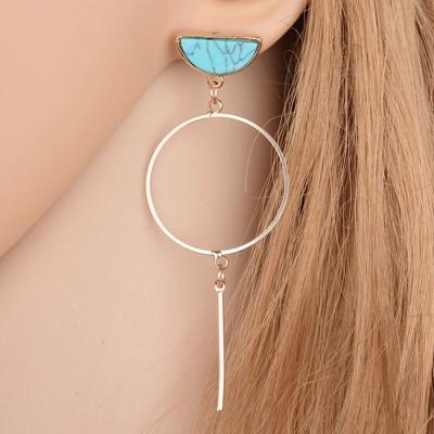 Oasap Round Circle Alloy Asymmetric Design Drop Earrings