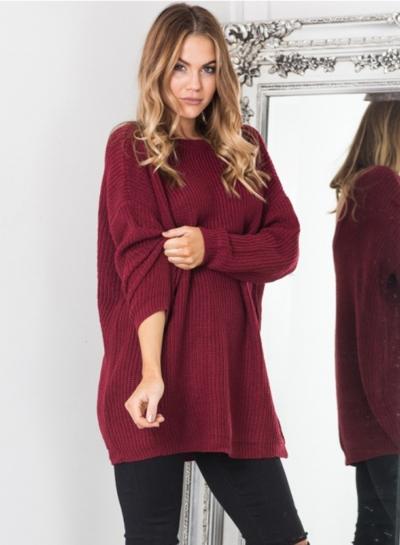 Oasap V Neck Back Solid Color Striped Pattern Sweater