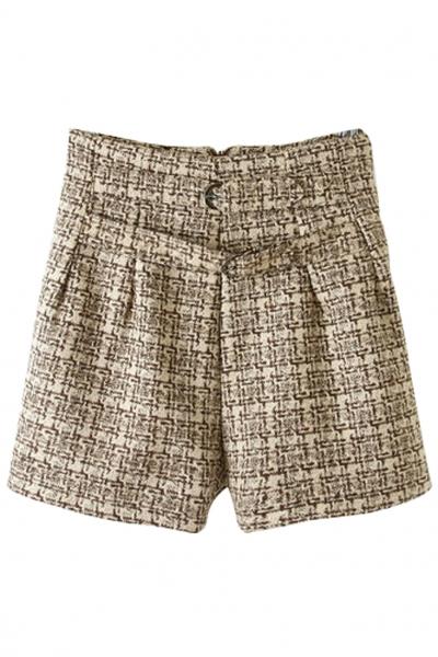 Oasap Rustic Romance High Waisted Wool Shorts