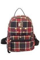 Oasap Plaid Gold Stud Canvas Backpack