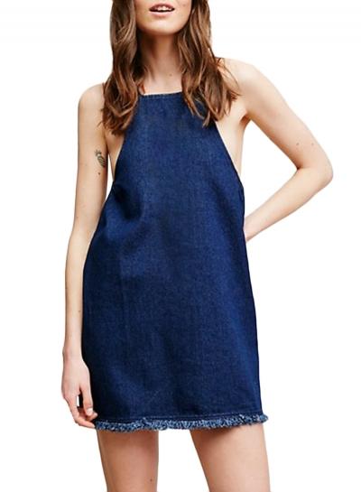 Oasap Women's Fashion Summer Spaghetti Strap Denim Mini Dress