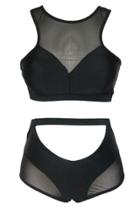 Oasap Black Mesh Spicy High-waist Racer Bikini