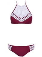Oasap Fashion High Neck Crochet Top Bikini Set Swimwear
