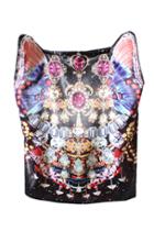 Oasap Fashion Diamante Butterfly Printing Cat Ear Skirt
