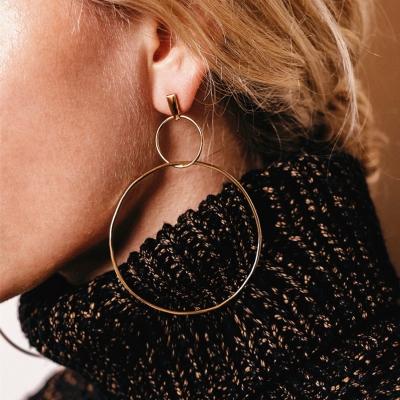 Oasap Alloy Solid Color Round Circle Earrings