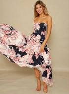 Oasap Fashion Strapless Floral Maxi Dress