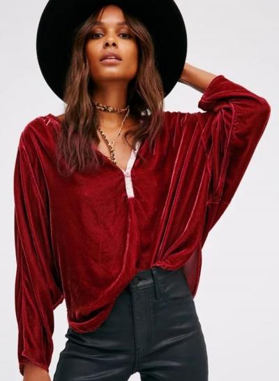 Oasap Loose Long Batwing Sleeve Round Neck Blouse