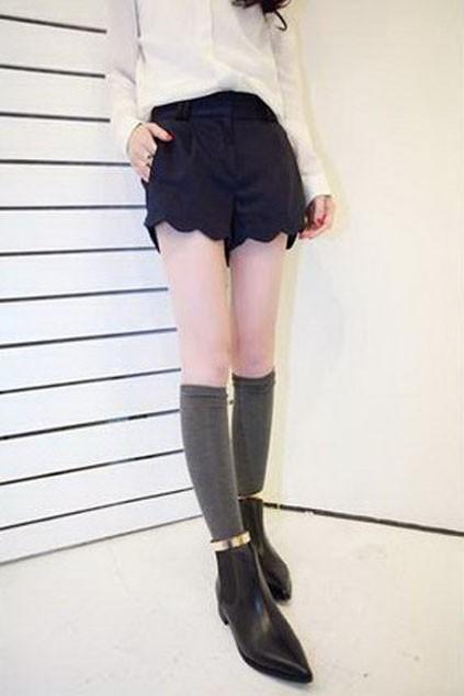 Oasap Elegant Waved Contrast Color Suit Shorts