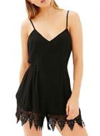 Oasap Women's Fashion Spaghetti Strap Sleeveless Lace Panel Romper