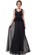Oasap Elegant Sleeveless Black Peplum Evening Party Dress