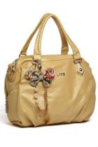 Oasap 2way Snake Skin Effect Shoulder Bag With Bow Charm