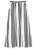 Oasap Women's Fashion Elastic Waist Striped Chiffon Pleated Skirt