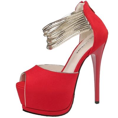 Oasap Peep Toe Platform High Heels Ankle Strap Pumps