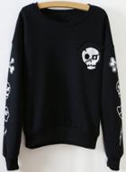 Oasap Fashion Skull Printed Loose Fit Sweatshirt