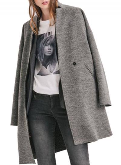 Oasap Women's Notch Lapel Wool Blend Coat
