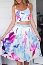 Oasap Floral Print Cami Top Matching Set