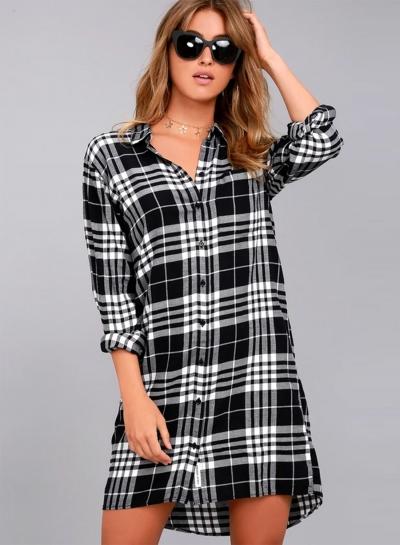 Oasap Fashion Loose Button Down Plaid Shirt