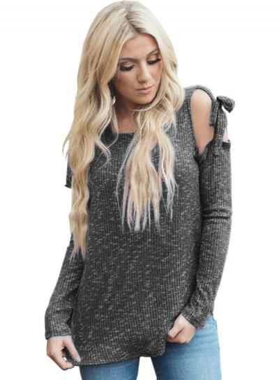 Oasap Fashion Off Shoulder Long Sleeve Knit Tee