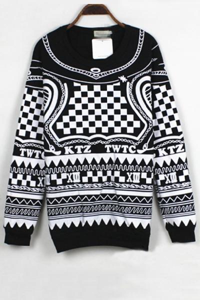 Oasap Retro Geo Sweatshirt