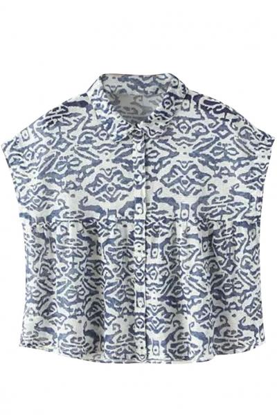 Oasap Endearing Printed Short Sleeve Shirt