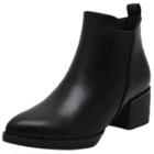 Oasap Women's Pointed Toe Chunky Heels Slip-on Ankle Boots