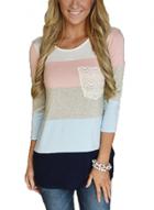 Oasap Round Neck Long Sleeve Striped Pocket Splicing Pullover Tee