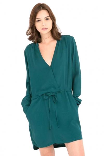 Oasap Demure Surplice Front Mini Dress