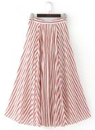Oasap Fashion High Waist Striped Midi Skirt