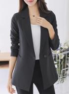Oasap Fashion Solid Long Sleeve One Button Blazer